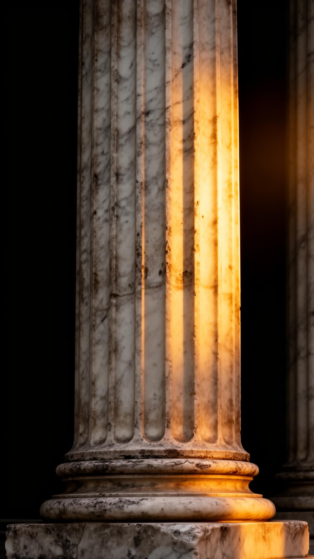 Marble columns illuminated